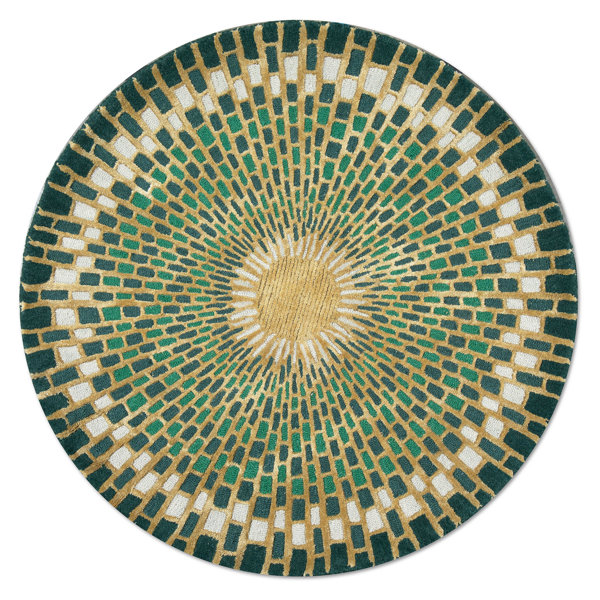 Mackenzie Childs Emerald Sunburst Rug 6' Round & Reviews Wayfair